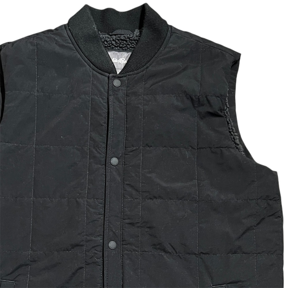 Eddie Bauer Mens Insulated Quilted Vest Black Sherpa Collar Size TL - Picture 1 of 6